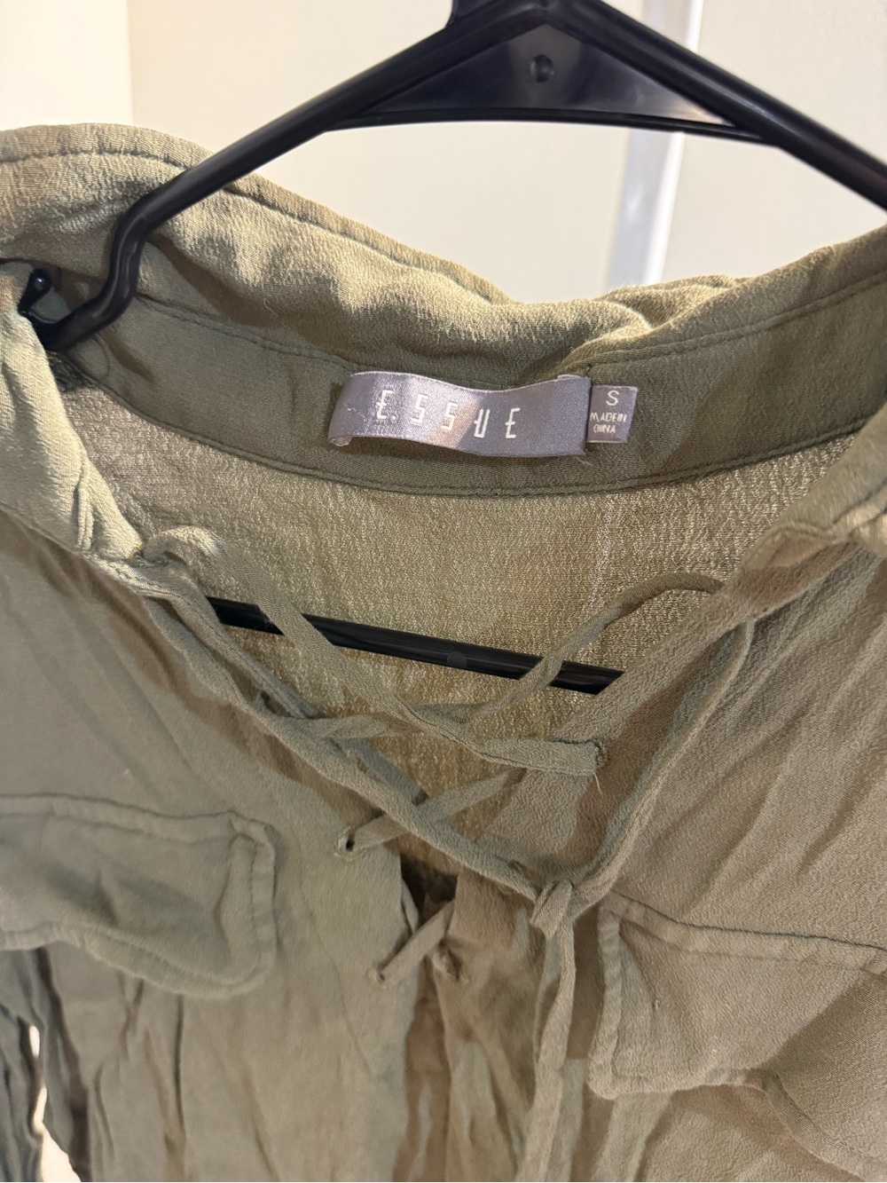 essue Olive Lace-Up Utility Jacket